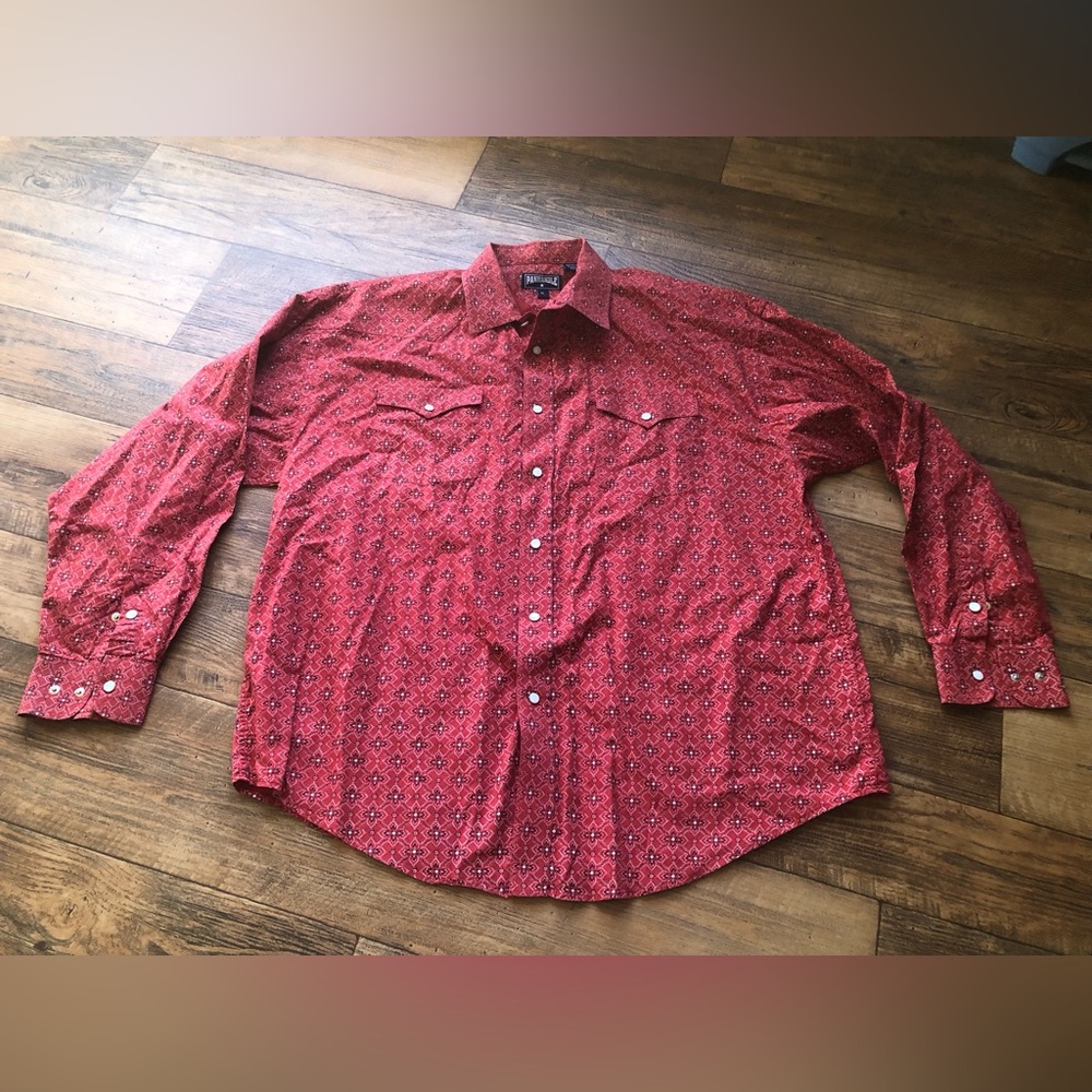 Panhandle Slim Shirt Mens XL Long Sleeve Western Pearl Snap Patriotic 4th July